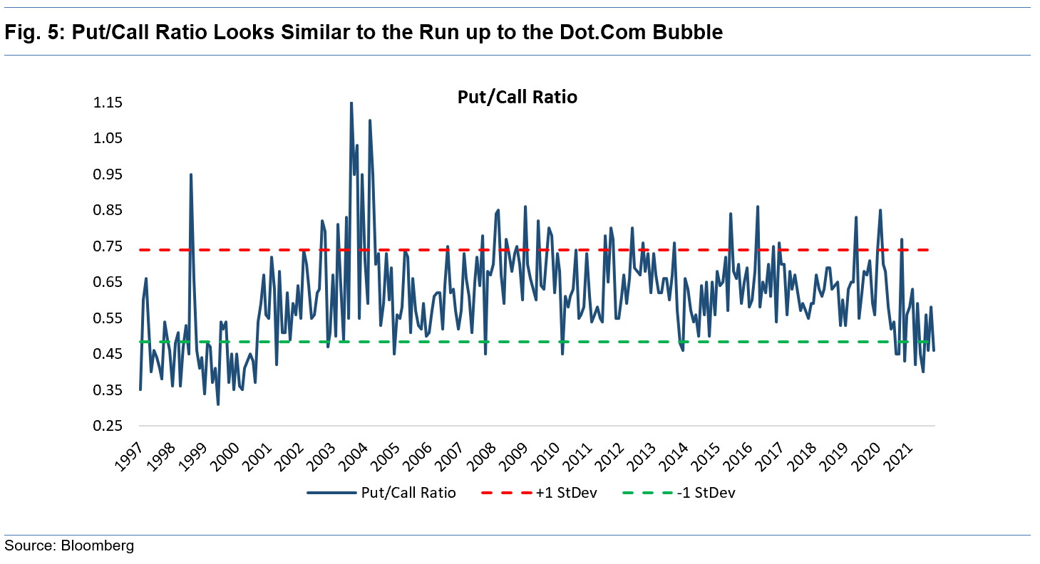 Put to Call Ratio Looks Similar to the Run up to the Dot Com Bubble