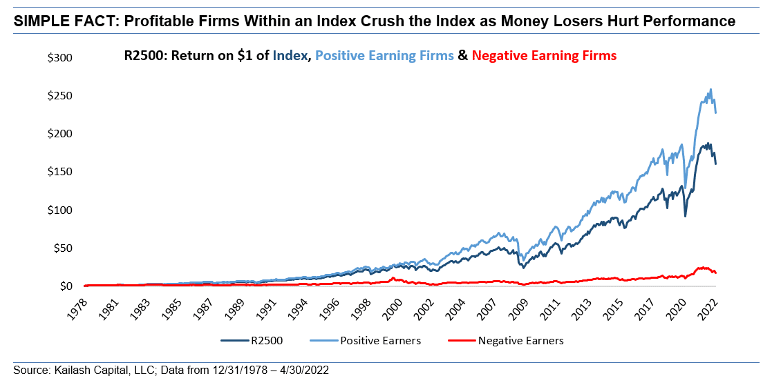 SIMPLE FACT Profitable Firms Within an Index Crush the Index as Money Losers Hurt Performance 3